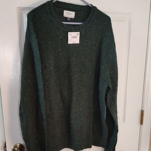 American Eagle Outfitters Men's Dark Green Crewneck Sweater